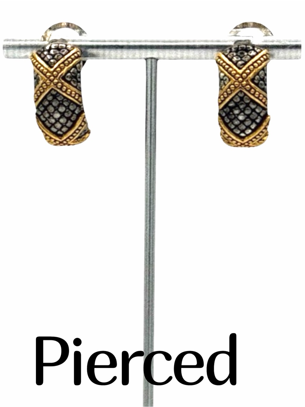 PREMIER DESIGNS Retired Omega Back Pierced Gold/Silver Plated Earrings Jewelry